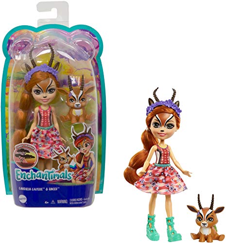 Enchantimals Gabriela Gazelle y Racer Muñeca con mascota, para niñas y niños +4 años (Mattel GTM26)