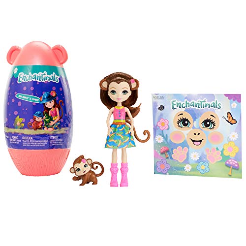 Enchantimals- Huevo Decorativo con Figura de Merit Monkey y brújula de Animales (Mattel GPL97)