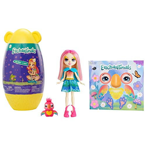 Enchantimals- Huevo Decorativo con muñeca Peeki Parrot y Animales de Sheeny (Mattel GPL95)