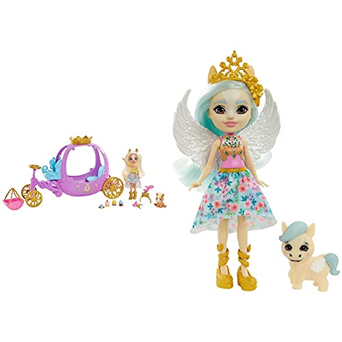 Enchantimals Royal Muñeca Pony con Carruaje Real, Mascota Y Accesorios De Juguete (Mattel Gyj16) + Royal Muñeca Pegaso con Pegaso Mascota De Juguete (Mattel Gyj03)