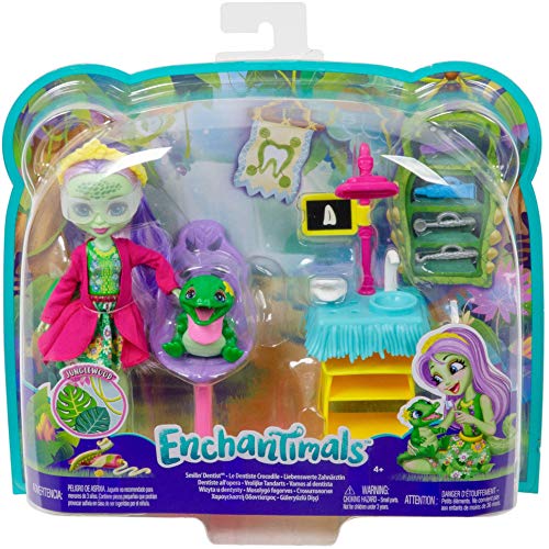 Enchantimals Vamos al dentista, muñeca Andie Alligator con mascota y accesorios (Mattel GFN55)