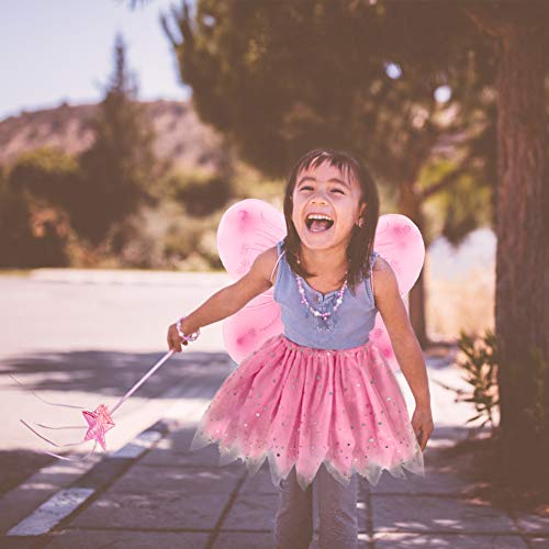 EQLEF Traje de Hadas para niños, alas de tutú Alas de Mariposa fijadas Traje de alas de Princesa de Hada para niñas Traje de Fiesta para niñas (  Rosa)