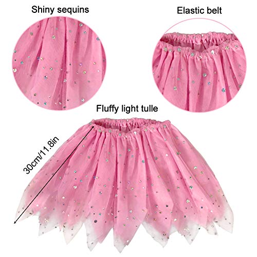 EQLEF Traje de Hadas para niños, alas de tutú Alas de Mariposa fijadas Traje de alas de Princesa de Hada para niñas Traje de Fiesta para niñas (  Rosa)