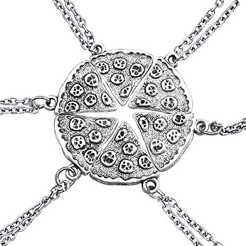 EQLEF Un Conjunto de Collares de Plata con Forma de Pizza Paquete de Seis Collares par Amistad