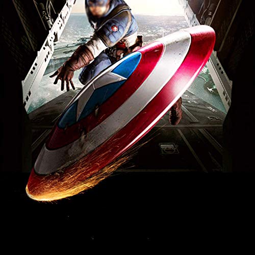 Escudo Capitan America Metal 1: 1 Adulto Apoyos de Película Niños Hierro Forjado CapitáN AméRica Shield Vengadores Retro Wall Creative Shield Bar Decoración Reloj De Pared A,47CM