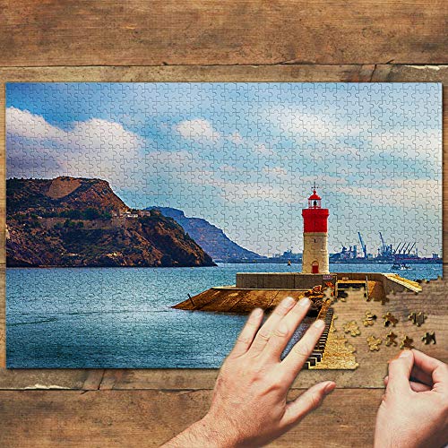 España Faro Navidad Cartagena Murcia Puzzle 1000 Piezas para Adultos Familia Rompecabezas Recuerdo Turismo Regalo