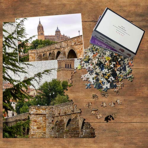 España Puente Romano Catedral Salamanca Puzzle 1000 Piezas para Adultos Familia Rompecabezas Recuerdo Turismo Regalo