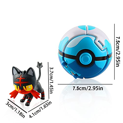 Esportic Poké Bolas Pokéball, Ball figuritas Poké Bolas Pokéball, Poké Bolas, Bola con Figuras Toys para niños (Fire Spot Meow)