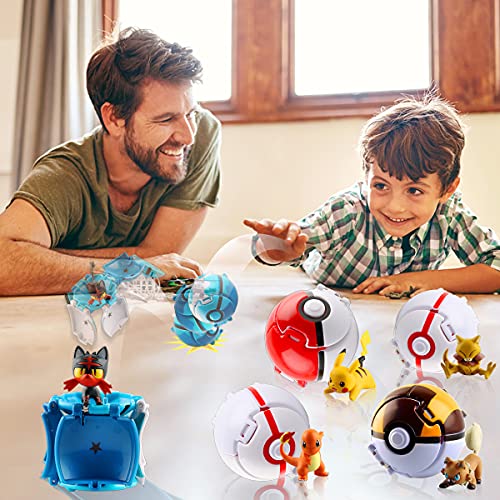 Esportic Poké Bolas Pokéball, Ball figuritas Poké Bolas Pokéball, Poké Bolas, Bola con Figuras Toys para niños (Fire Spot Meow)