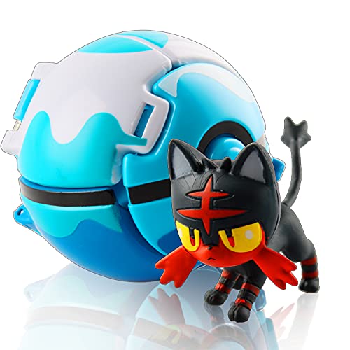 Esportic Poké Bolas Pokéball, Ball figuritas Poké Bolas Pokéball, Poké Bolas, Bola con Figuras Toys para niños (Fire Spot Meow)