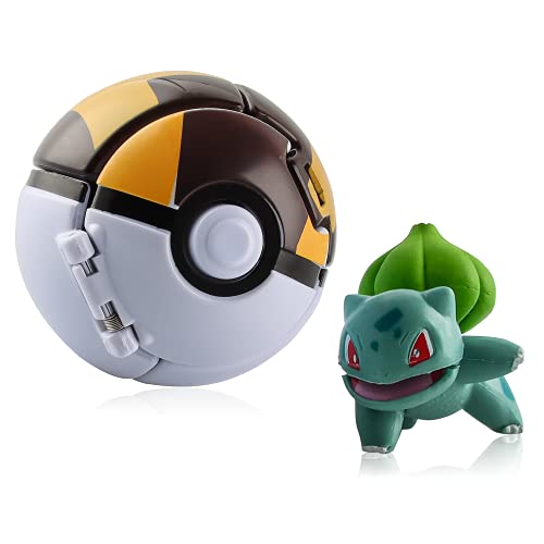 Esportic Poké Bolas Pokéball, Ball figuritas Poké Bolas Pokéball, Poké Bolas, Pokémon Ball, Bola de Pokémon con Pokemon y Pokemon con Figuras Pokemon Toys para niños (Bulbasaur)