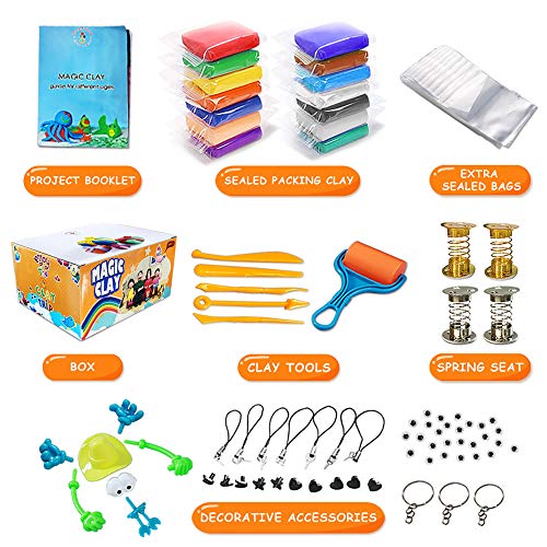 ESSENSON Kit de Arcilla de Modelado – 36 Colores de Arcilla mágica Seca al Aire, Suave y Ultra DIY Arcilla Moldeadora, Manualidades para niños, niños y niñas