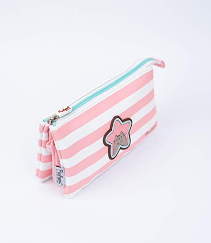 Estuche 3 compartimentos - Estuche escolar │ Estuche Pusheen Rose Collection perfecto para la vuelta al cole - Producto con licencia oficial