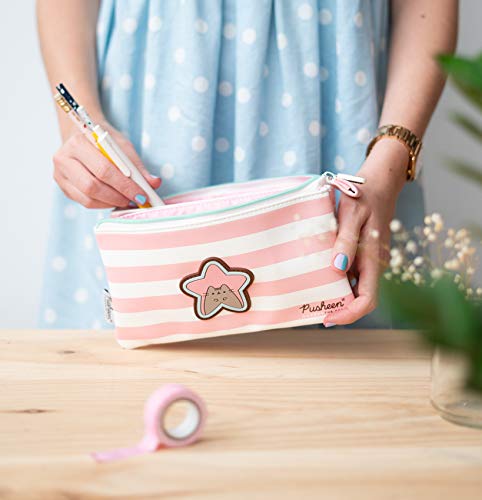 Estuche 3 compartimentos - Estuche escolar │ Estuche Pusheen Rose Collection perfecto para la vuelta al cole - Producto con licencia oficial