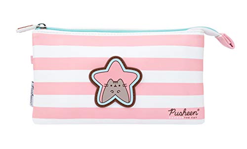 Estuche 3 compartimentos - Estuche escolar │ Estuche Pusheen Rose Collection perfecto para la vuelta al cole - Producto con licencia oficial