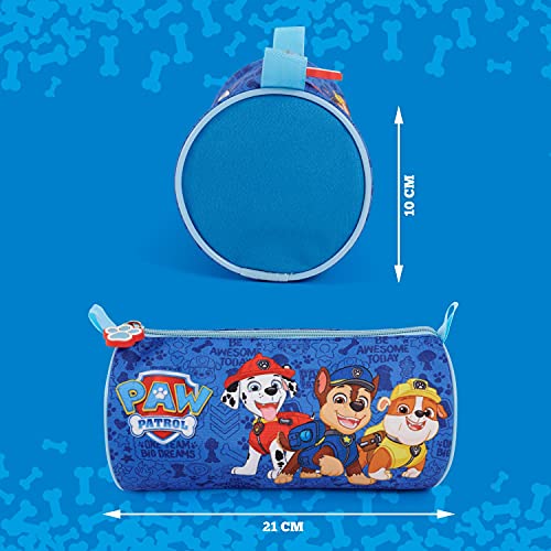 Estuche Escolar Paw Patrol para Niño con Cremallera - Cartuchera Azul para Niños con Chase Marshall Rubble - Práctica Bolsa para Lápices para Chicos Escuela y Guardería - 10x21x8 cm - Perletti