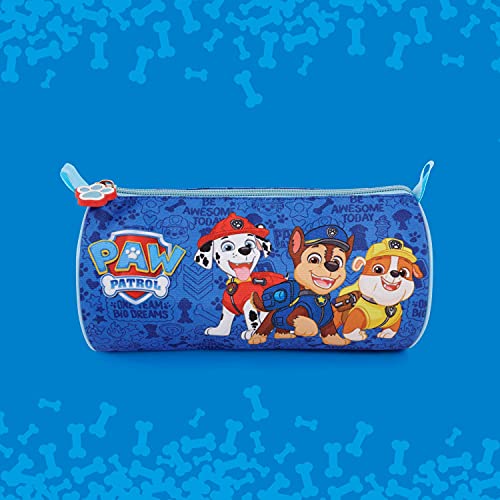 Estuche Escolar Paw Patrol para Niño con Cremallera - Cartuchera Azul para Niños con Chase Marshall Rubble - Práctica Bolsa para Lápices para Chicos Escuela y Guardería - 10x21x8 cm - Perletti