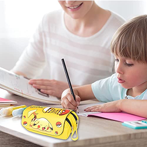 Estuche para niños y niñas, estuche escolar para niñas y adolescentes, con estampado 3D de anime, doble cremallera, estuche para lápices