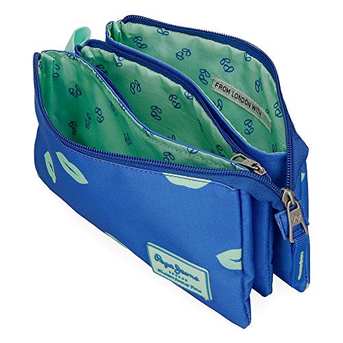 Estuche Pepe Jeans Ruth Tres Compartimentos, Azul, 22x12x5 cm