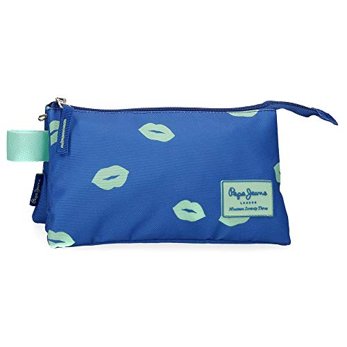 Estuche Pepe Jeans Ruth Tres Compartimentos, Azul, 22x12x5 cm