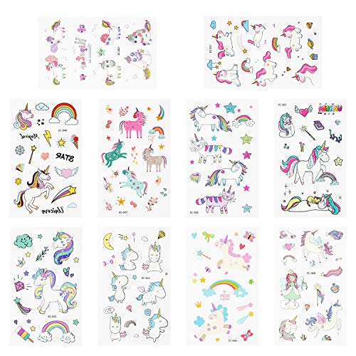 Etiquetas adhesivas Unicornio Tatuajes Temporales - Unicornio Regalos para Niños, Impermeables Tatuajes de Unicornio Mejores Regalos de Cumpleaños para Niñas y Niños, Más de 300 Tatuajes Adhesivos