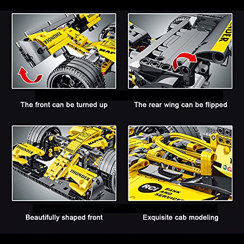 EWWEEQQ Technics Formula 1 Car para Ferrari FRR-F1 1100Pcs 1:14 Super Racing Car Sports Car Advanced Building Set Juego de construcción de vehículos coleccionables Compatible con Lego - Estático