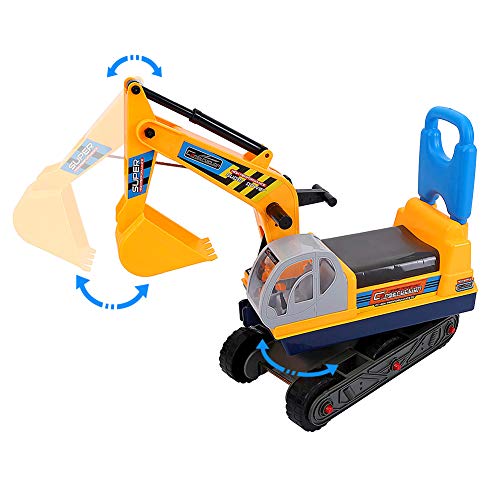 Excavadora de Juguete Grande para niños Tractores Excavadora sin pies Excavadora Pala Función Manual, Máquina Excavadora de Brazo Largo para niños Jugando