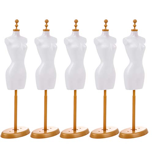 EXCEART 5Pcs Vestido de Muñeca Forma Mini Vestido de Maniquí Forma Mini Modelo de Maniquí Soporte para Pantalla de Vestido de Muñeca Blanco