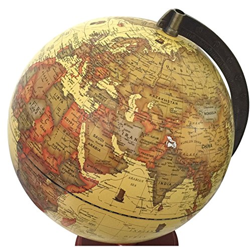 EXERZ 25 Globo Antiguo con Base de Madera - en Inglés - Diámetro (25cm Globo Antiguo)