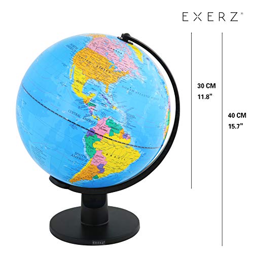 Exerz 30cm Educativo Globo Girable/Globo terráqueo - en Inglés - Diámetro (30cm)