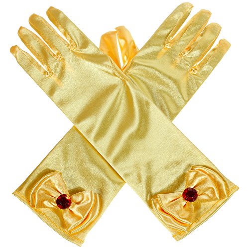 Faburo 5pcs Princesa Vestir Accesorios es Corona imperial dorada Princesa belle amarillo Vestir Accesorios Tiara,Varita Mágica,Guantes y collar