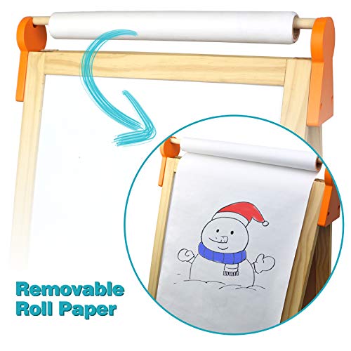 Fajiabao Pizarra Infantil Magnetica Caballete Pintura Niños -3 en 1 Doble y Ajustable Pizarra Madera con Rollo De Papel Letras Magneticas para Pintar Niños Juguete Educativo Niños Niñas 3 4 5 6