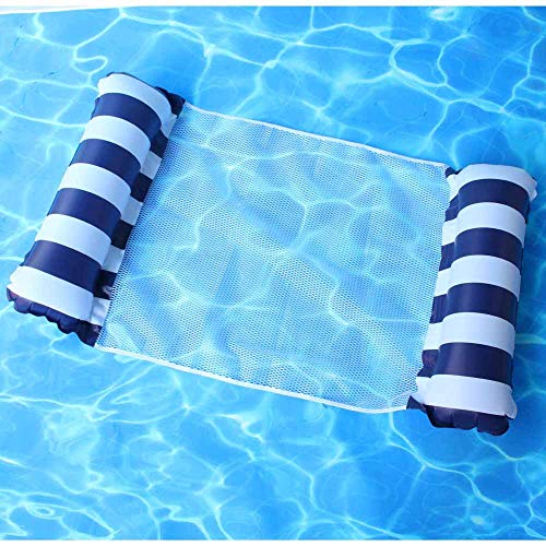 FANIER Hamaca Flotante Piscina, 2Pack Hamaca de Agua 4 en 1 Piscina Tumbona de Inflar para Adultos, Tumbona Hinchable Colchoneta Hinchable Flotador Piscina Playa,Azul Oscuro+Amarillo