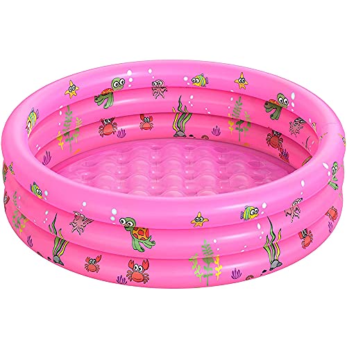 FANIER Piscina Hinchable para niño, Redonda Piscina Inflable Hinchable bañera Hinchable para jardín, 3 Cámara de Aire Individuales, 100 cm de diámetro, 38 cm de Altura,Rosa