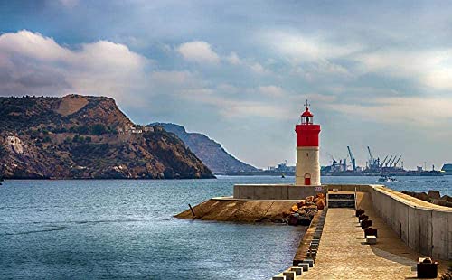 Faro de Navidad Cartagena Murcia Faro del Puerto de Rompecabezas para Adultos 1000 Pieza,Madera Rompecabezas de la Familia de que el Juego de la Colección de Juego Educativo de Arte para la Pared del