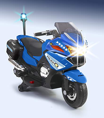 FEBER- Moto depolicía Infantil, con batería 12 V, con Luces y Sonido, Azul, Color (Famosa 800012891)