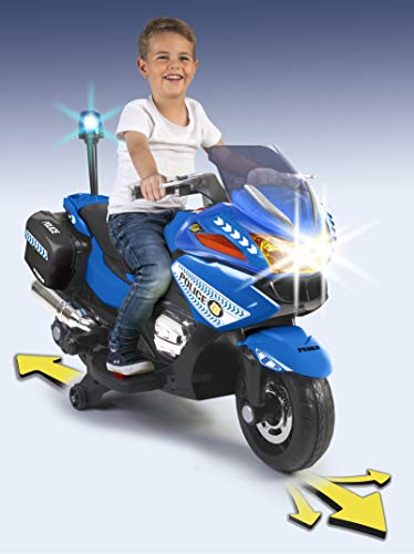 FEBER- Moto depolicía Infantil, con batería 12 V, con Luces y Sonido, Azul, Color (Famosa 800012891)