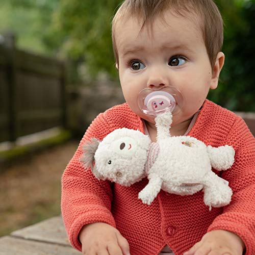 Fehn 058109 - Peluche con sonajero y clip para chupete, apto para todos los chupetes convencionales, compañero perfecto para bebés y niños pequeños a partir de 0 meses