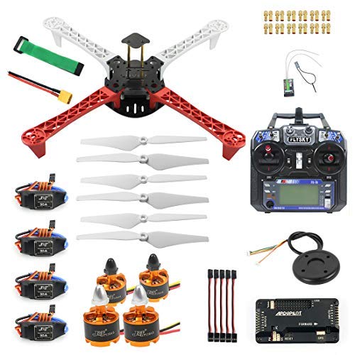 FEICHAO Kit de Marco de Bricolaje Quadcopter de 450 mm 920KV CW CCW Motores + 9433 Hélices + 30A ESC + APM 2.8 Controlador de Vuelo + Brújula GPS (Standard+Controller)