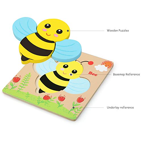 Felly Juguetes Bebes, Puzzles de Madera Educativos para Bebé, Juguetes niños 1 año 2 3 4 5 6 años, Dibujo de Animal Colorido con Placa, Regalo de cumpleaños, Navidad