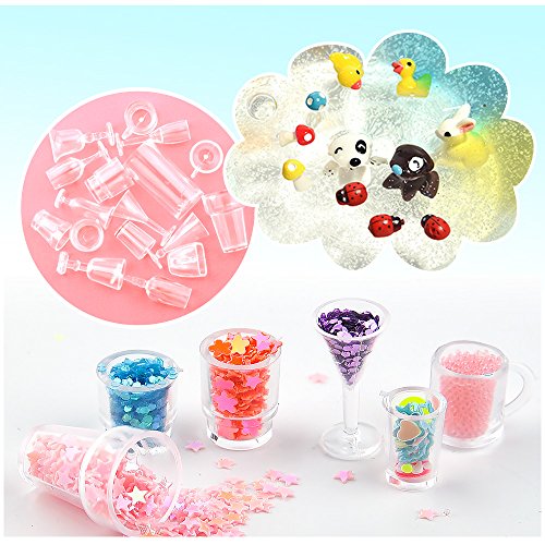 FEPITO 178 Pcs Slime Kit Accesorios incluyendo bolas espuma, bolas pecera, red, cubo esponja, modelo animal, confeti brillo, imitación hoja oro, papel azúcar, contenedores (no contienen limo)