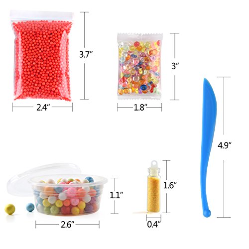 FEPITO 49 pcs slime Kit Incluyendo Bolas Pecera, Bolas Espuma, Bolas Slime, Ojos Temblorosos, Cáscara, Rebanadas, Confeti, Bolas Espuma Lodo, Herramientas Lodo, Hoja Imitación Oro, Contenedores