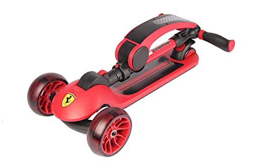 Ferrari Patinete Plegable con Asiento Ajuste de Altura Ruedas LED Que Brillan intensamente Scooter para niños de 3 a 10 años Rojo 50 kg máximo