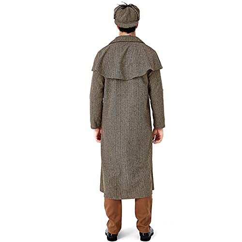 Feynman Disfraz de Sherlock Holmes para adulto, disfraz de detectivo para hombre, disfraz de Dedectiva, abrigo + gorro de detective, talla L