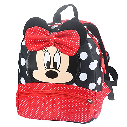 FGen Mochila Minnie,Mochila Minnie Mouse Infantil, Mochila Disney, Mochila Escolar para Niños, para Niños y Niñas de 2 a 8 Años Mochila Guarderia (Minnie roja)