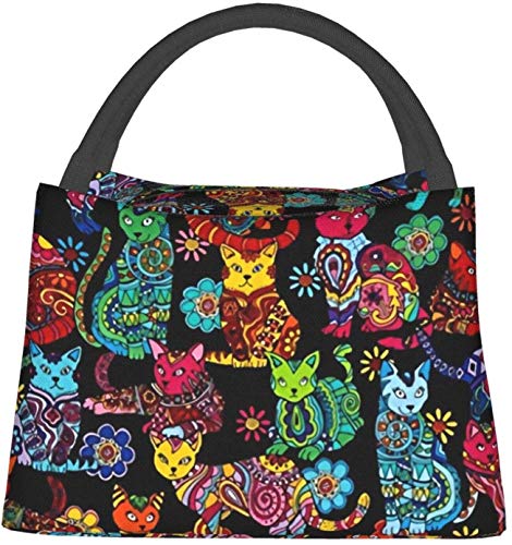 Fiambrera Bolsa de comida Bolsa de aislamiento portátil Paquete de cremallera multifuncional para oficina de trabajo escolar, Color Me Cat Coloring