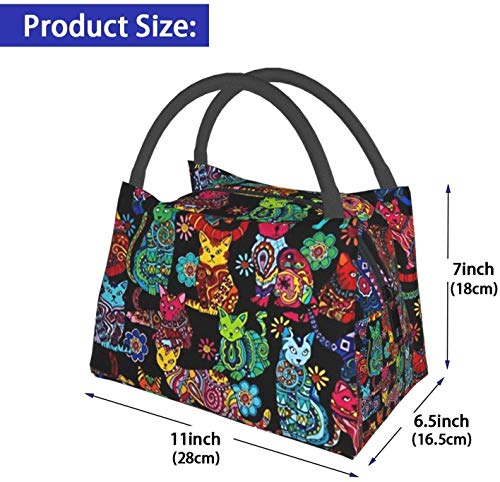 Fiambrera Bolsa de comida Bolsa de aislamiento portátil Paquete de cremallera multifuncional para oficina de trabajo escolar, Color Me Cat Coloring