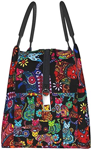 Fiambrera Bolsa de comida Bolsa de aislamiento portátil Paquete de cremallera multifuncional para oficina de trabajo escolar, Color Me Cat Coloring