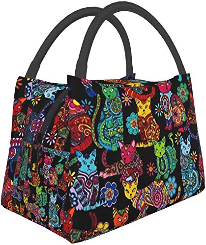 Fiambrera Bolsa de comida Bolsa de aislamiento portátil Paquete de cremallera multifuncional para oficina de trabajo escolar, Color Me Cat Coloring