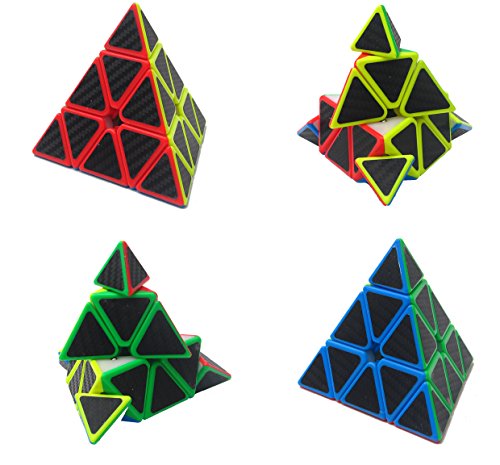 Fibra del Carbón Cubo mágico cajas de regalo Set 2x2x2，3x3x3，Meganminx ，Skewb ， Pyraminx Juguete profesional del cubo del rompecabezas (Set02)